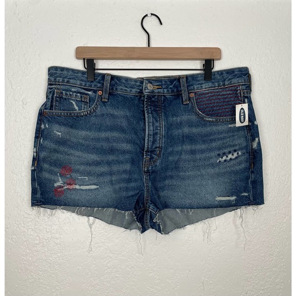 Old Navy O.G. High Rise Denim Jean Firework Cut-Off Shorts NWT Plus Size 16 - Picture 1 of 4